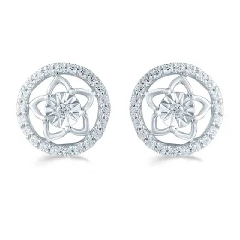 1/3 CT. T.W. Natural White Diamond Sterling Silver 10.4mm Stud Earrings