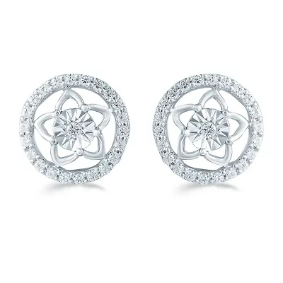 1/3 CT. T.W. Natural White Diamond Sterling Silver 10.4mm Stud Earrings