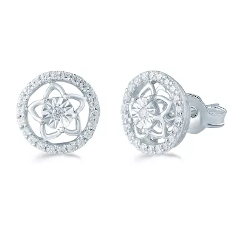 1/3 CT. T.W. Natural White Diamond Sterling Silver 10.4mm Stud Earrings