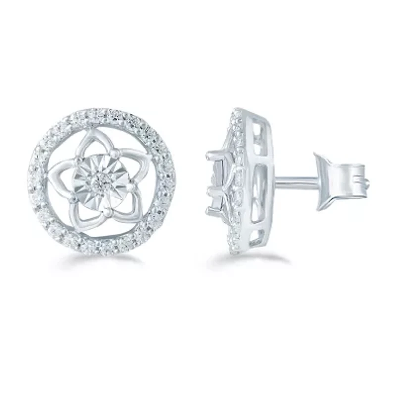 1/3 CT. T.W. Natural White Diamond Sterling Silver 10.4mm Stud Earrings