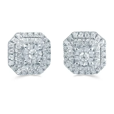 1/4 CT. T.W. Natural White Diamond Sterling Silver 7.7mm Stud Earrings