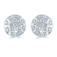 1/5 CT. Natural White Diamond Sterling Silver 9.7mm Stud Earrings
