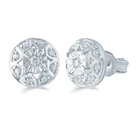 1/5 CT. Natural White Diamond Sterling Silver 9.7mm Stud Earrings