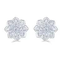 1/6 CT. T.W. Natural White Diamond Sterling Silver 9.4mm Flower Stud Earrings