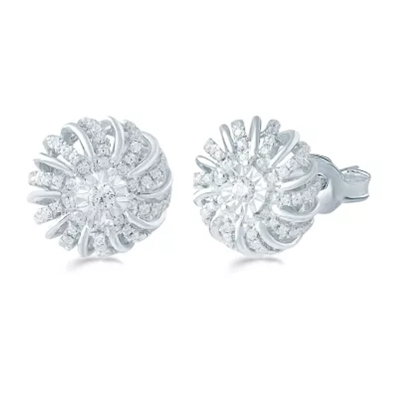 1/2 CT. T.W. Natural White Diamond Sterling Silver 12.1mm Stud Earrings