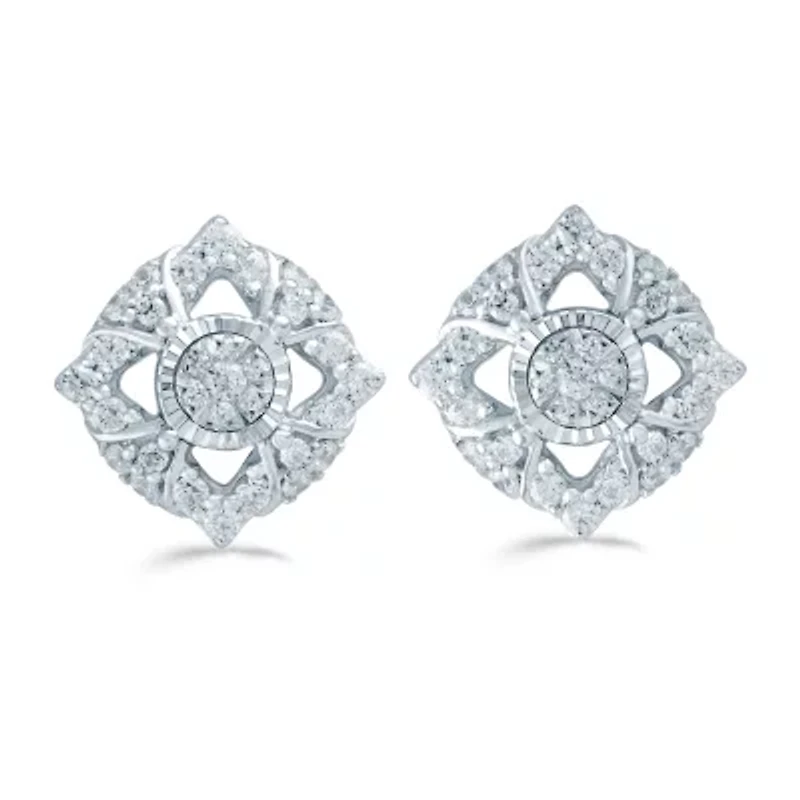 1/2 CT. T.W. Natural White Diamond Sterling Silver 12.1mm Stud Earrings