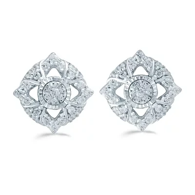 1/2 CT. T.W. Natural White Diamond Sterling Silver 12.1mm Stud Earrings
