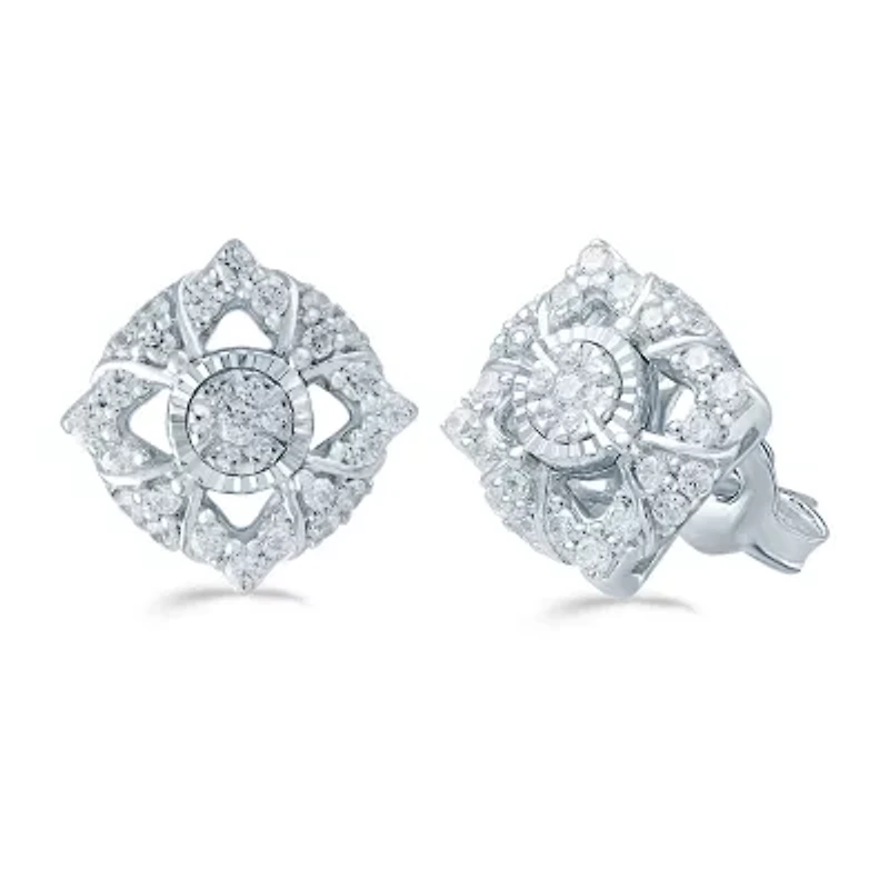 1/2 CT. T.W. Natural White Diamond Sterling Silver 12.1mm Stud Earrings