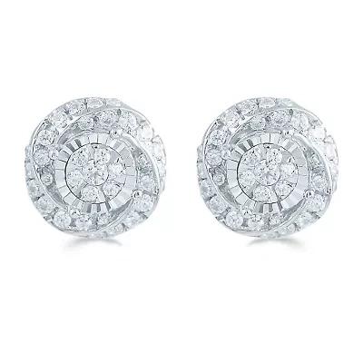 1/2 CT. T.W. Natural White Diamond Sterling Silver 9.7mm Stud Earrings