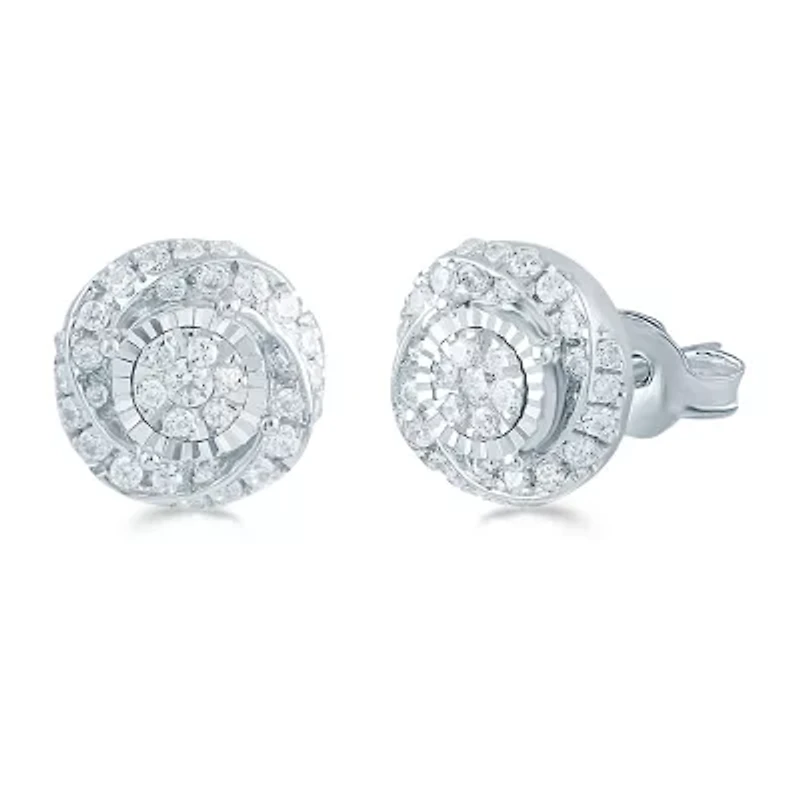 1/2 CT. T.W. Natural White Diamond Sterling Silver 9.7mm Stud Earrings