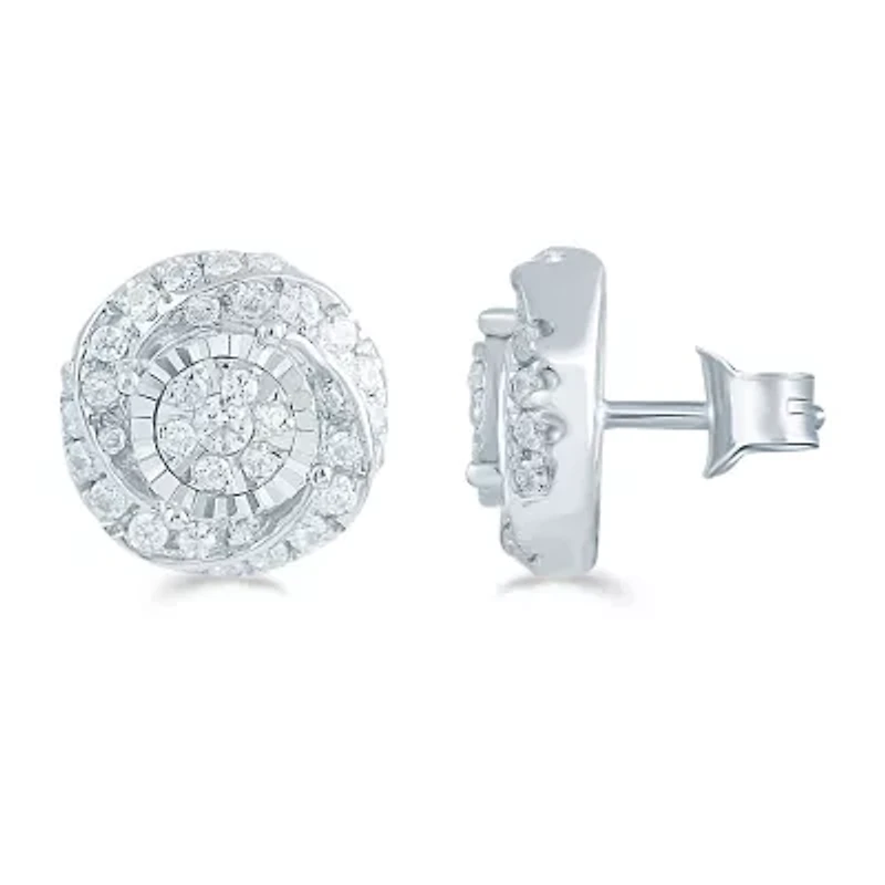 1/2 CT. T.W. Natural White Diamond Sterling Silver 9.7mm Stud Earrings