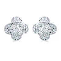 3/ CT. T.W. Natural White Diamond Sterling Silver 10.6mm Flower Stud Earrings