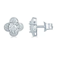 3/ CT. T.W. Natural White Diamond Sterling Silver 10.6mm Flower Stud Earrings