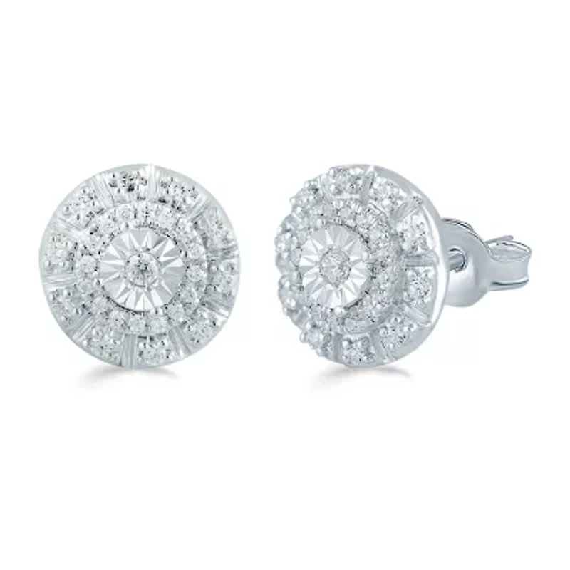 1/ CT. T.W. Natural White Diamond Sterling Silver 9.7mm Stud Earrings