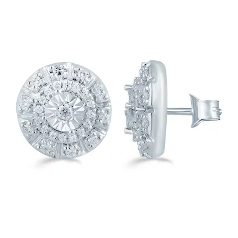 1/ CT. T.W. Natural White Diamond Sterling Silver 9.7mm Stud Earrings