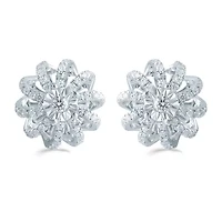 1/2 CT. T.W. Natural White Diamond Sterling Silver 11.9mm Flower Stud Earrings