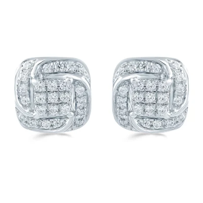 1/4 CT. T.W. Natural White Diamond Sterling Silver 8.6mm Stud Earrings