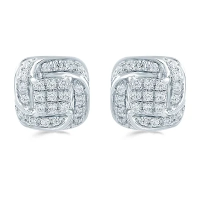 1/4 CT. T.W. Natural White Diamond Sterling Silver 8.6mm Stud Earrings