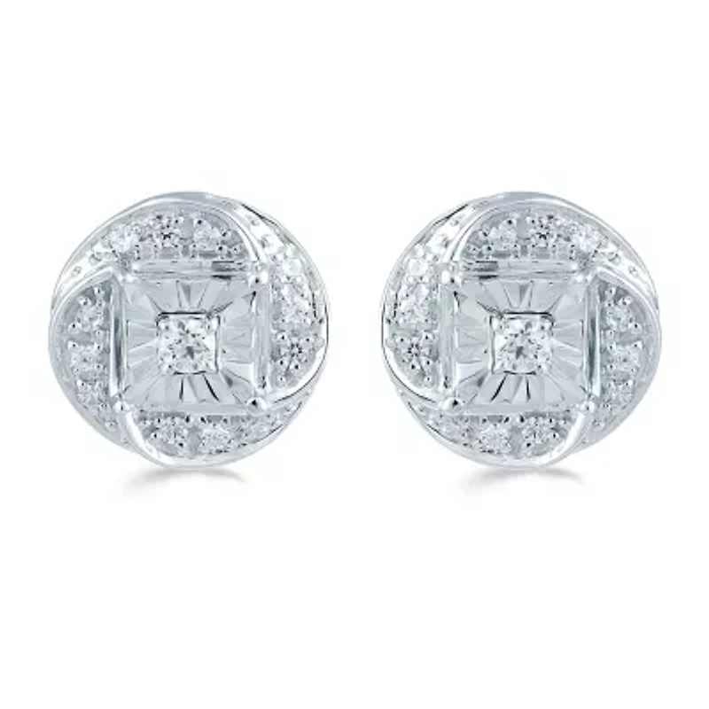 1/6 CT. T.W. Natural White Diamond Sterling Silver 8.9mm Stud Earrings