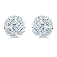 1/5 CT. Natural White Diamond Sterling Silver 8.8mm Stud Earrings