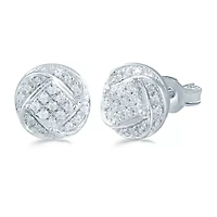 1/5 CT. Natural White Diamond Sterling Silver 8.8mm Stud Earrings