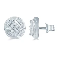 1/5 CT. Natural White Diamond Sterling Silver 8.8mm Stud Earrings