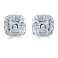 1/5 CT. Natural White Diamond Sterling Silver 8.6mm Stud Earrings