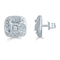 1/5 CT. Natural White Diamond Sterling Silver 8.6mm Stud Earrings
