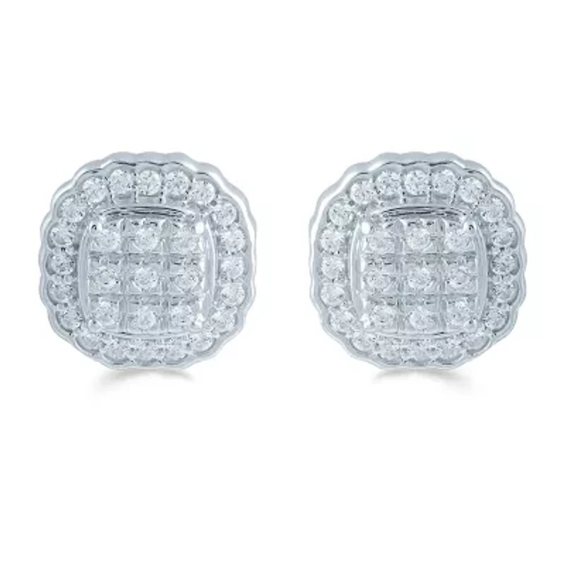1/2 CT. T.W. Natural White Diamond Sterling Silver 10.9mm Stud Earrings
