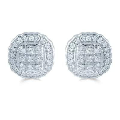 1/2 CT. T.W. Natural White Diamond Sterling Silver 10.9mm Stud Earrings