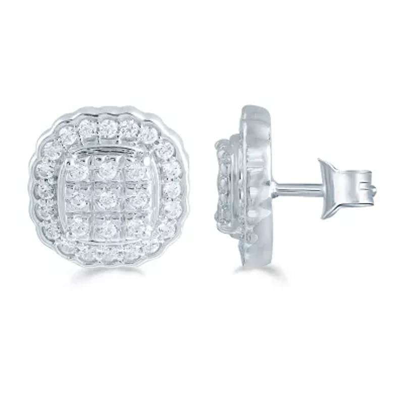1/2 CT. T.W. Natural White Diamond Sterling Silver 10.9mm Stud Earrings