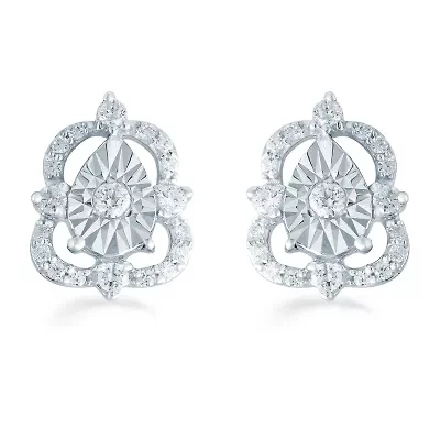1/5 CT. Natural White Diamond Sterling Silver 9.3mm Stud Earrings