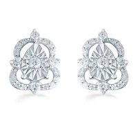 1/5 CT. Natural White Diamond Sterling Silver 9.3mm Stud Earrings