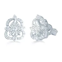 1/5 CT. Natural White Diamond Sterling Silver 9.3mm Stud Earrings