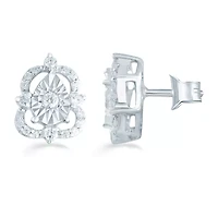 1/5 CT. Natural White Diamond Sterling Silver 9.3mm Stud Earrings