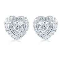 1/4 CT. T.W. Natural White Diamond Sterling Silver 8.4mm Heart Stud Earrings