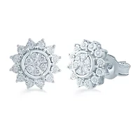 1/3 CT. T.W. Natural White Diamond Sterling Silver 11.9mm Flower Stud Earrings