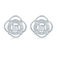 1/5 CT. Natural White Diamond Sterling Silver 10.6mm Stud Earrings