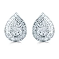 1/5 CT. Natural White Diamond Sterling Silver 10.6mm Pear Stud Earrings