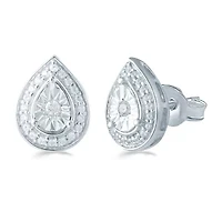 1/5 CT. Natural White Diamond Sterling Silver 10.6mm Pear Stud Earrings