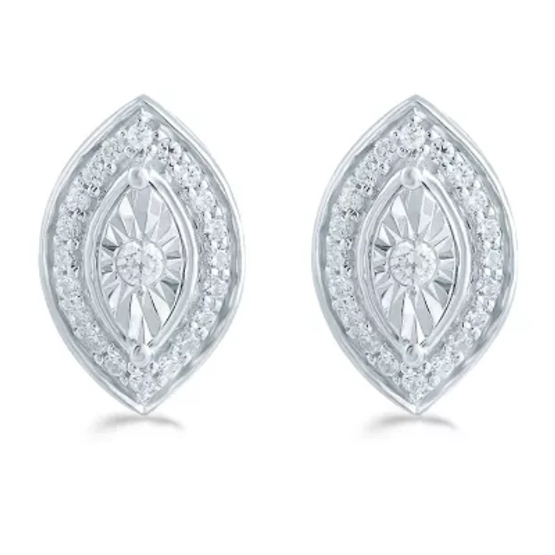 1/5 CT. Natural White Diamond Sterling Silver 11.3mm Stud Earrings