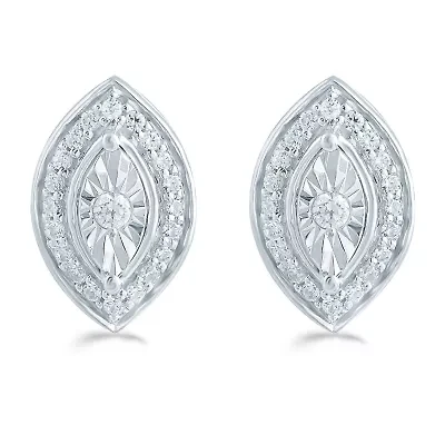 1/5 CT. Natural White Diamond Sterling Silver 11.3mm Stud Earrings