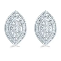 1/5 CT. Natural White Diamond Sterling Silver 11.3mm Stud Earrings