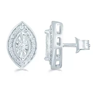1/5 CT. Natural White Diamond Sterling Silver 11.3mm Stud Earrings