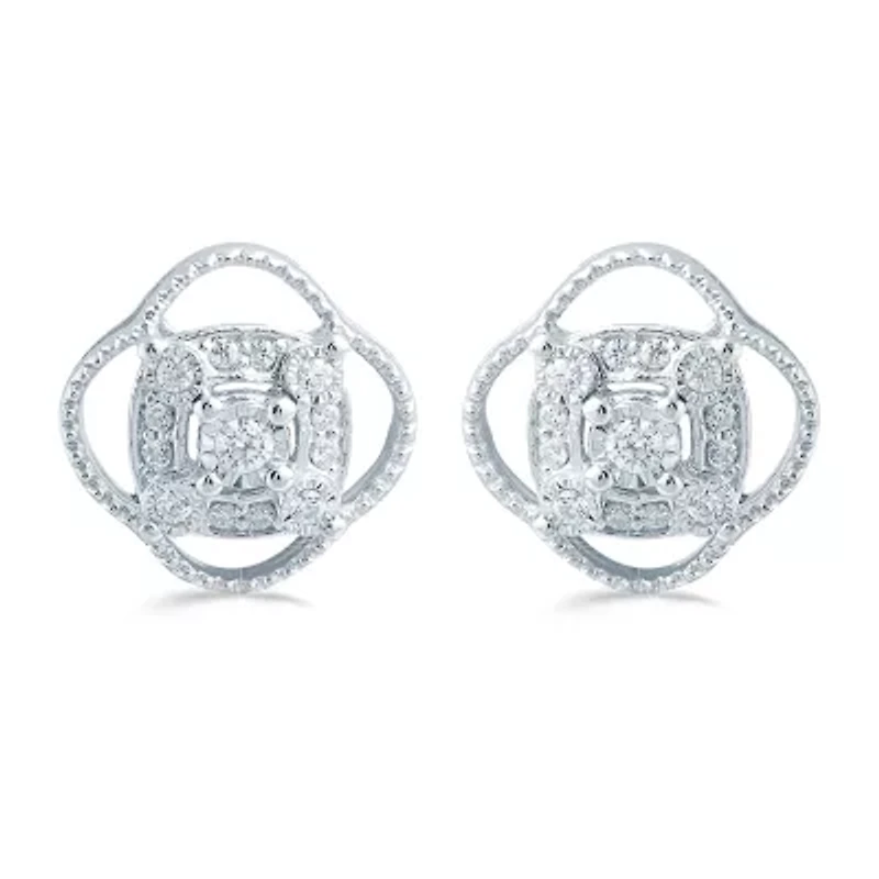 1/5 CT. Natural White Diamond Sterling Silver 11.4mm Stud Earrings
