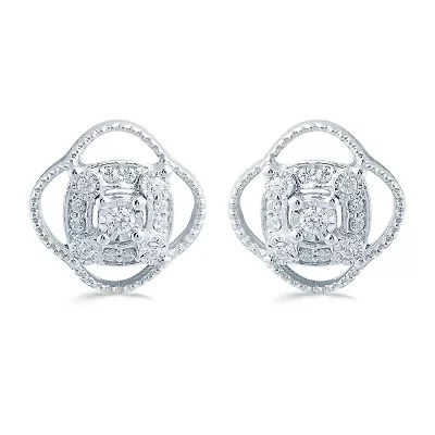 1/5 CT. Natural White Diamond Sterling Silver 11.4mm Stud Earrings
