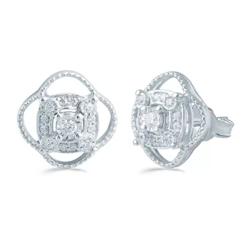 1/5 CT. Natural White Diamond Sterling Silver 11.4mm Stud Earrings