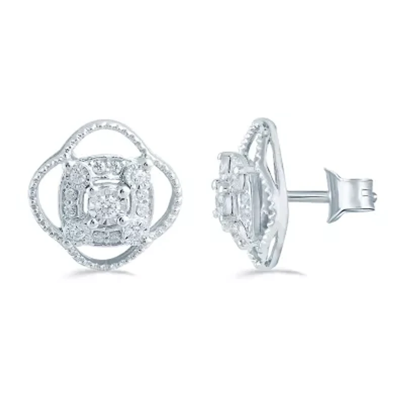 1/5 CT. Natural White Diamond Sterling Silver 11.4mm Stud Earrings