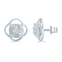 1/5 CT. Natural White Diamond Sterling Silver 11.4mm Stud Earrings