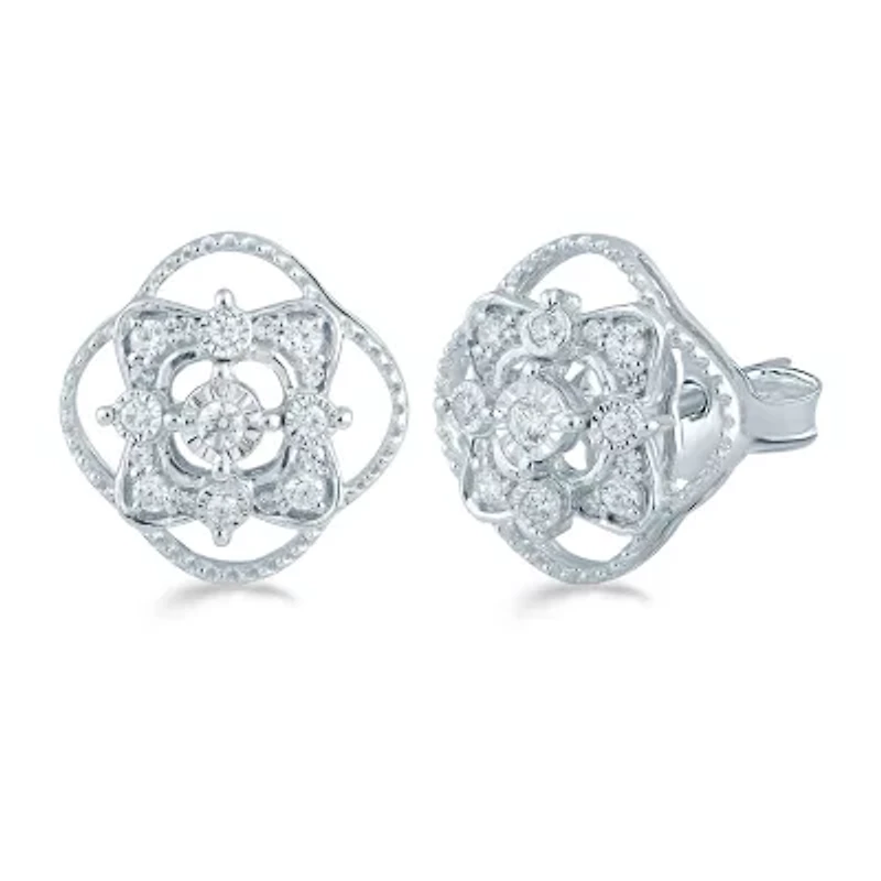 1/4 CT. T.W. Natural White Diamond Sterling Silver 12.5mm Stud Earrings
